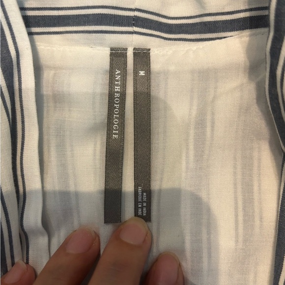 The Tommie Cap-Sleeve Smocked Front-Zip Mini Shirt Dress: Stripe - Picture 8 of 10